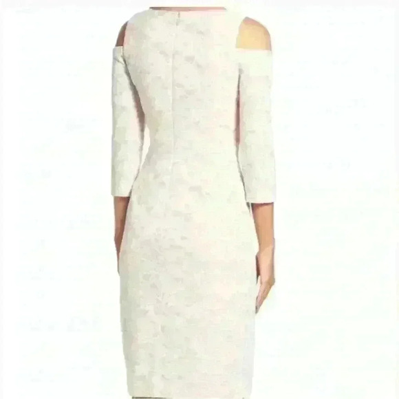 New Eliza J | Cold Shoulder Dress Lace Ivory peach lining Size 10 Wedding Formal - Picture 4 of 16